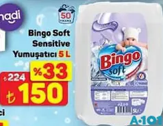 BİNGO SOFT SENSİTİVE YUMUŞATICI 5 L fiyat ve kampanya bilgisi